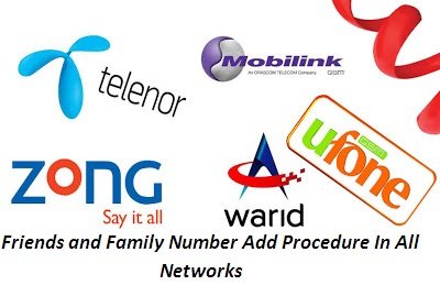 How to add friends and family numbers in warid,jazz,ufone,zong,telenor