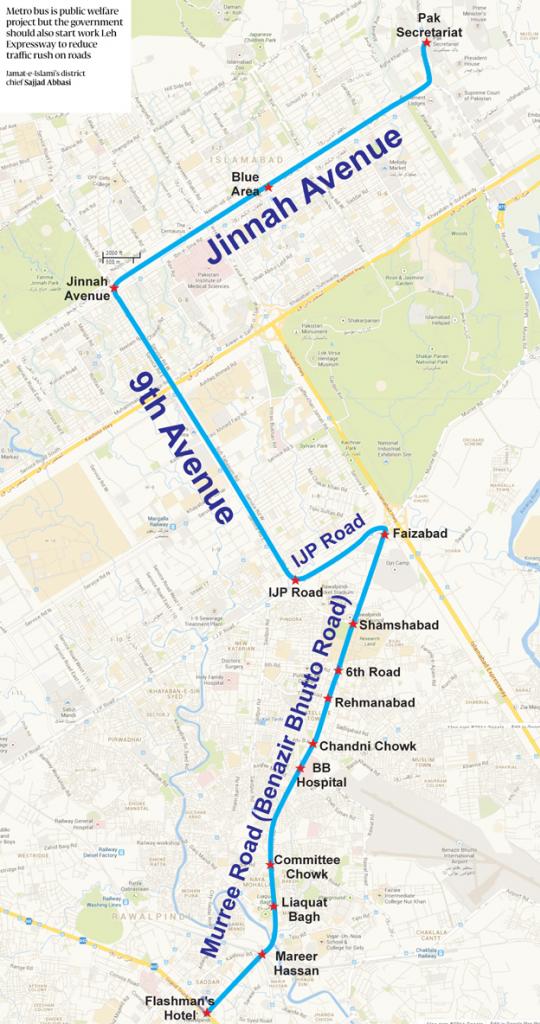 Metrobus Rawalpindi To Islamabad Route Map Final Details