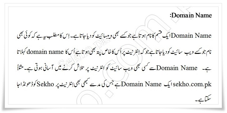 What Is Domain Name In Urdu