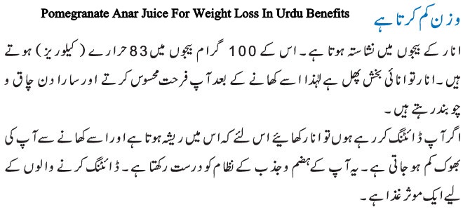Pomegranate Anar Juice For Weight Loss In Urdu Benefits
