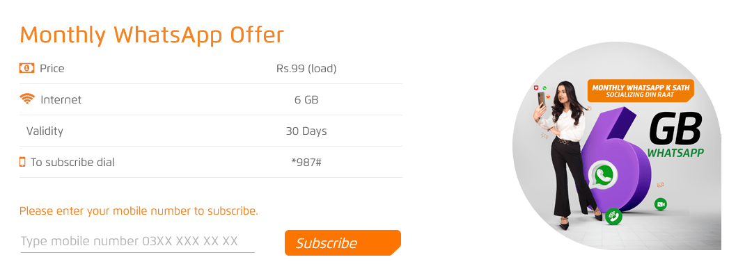 Ufone Monthly Whatsapp Package